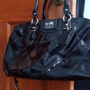 Vintage Shiny Leather Coach Handbag